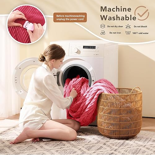Vista 131 de Homemate Manta térmica eléctrica de 50 x 60 pulgadas, manta térmica de 1/2/4/6/8 horas de apagado automático, 10 niveles de calor, protección contra