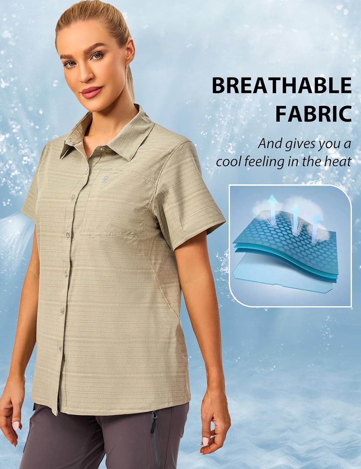 Little Donkey Andy Women's Shirt, UPF 50 UV Breathable Short Sleeve Shirt Fishing Hiking Button Down Shirts - Image 4