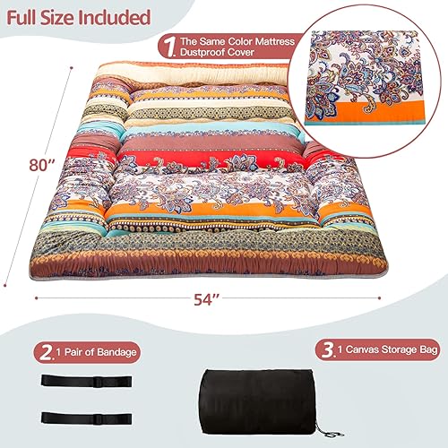 Miniatura 101 de Colchón futón japonés de piso gris constelación, de piso tatami, portátil, para acampar, para niños, sofá cama plegable enrollable con protector de