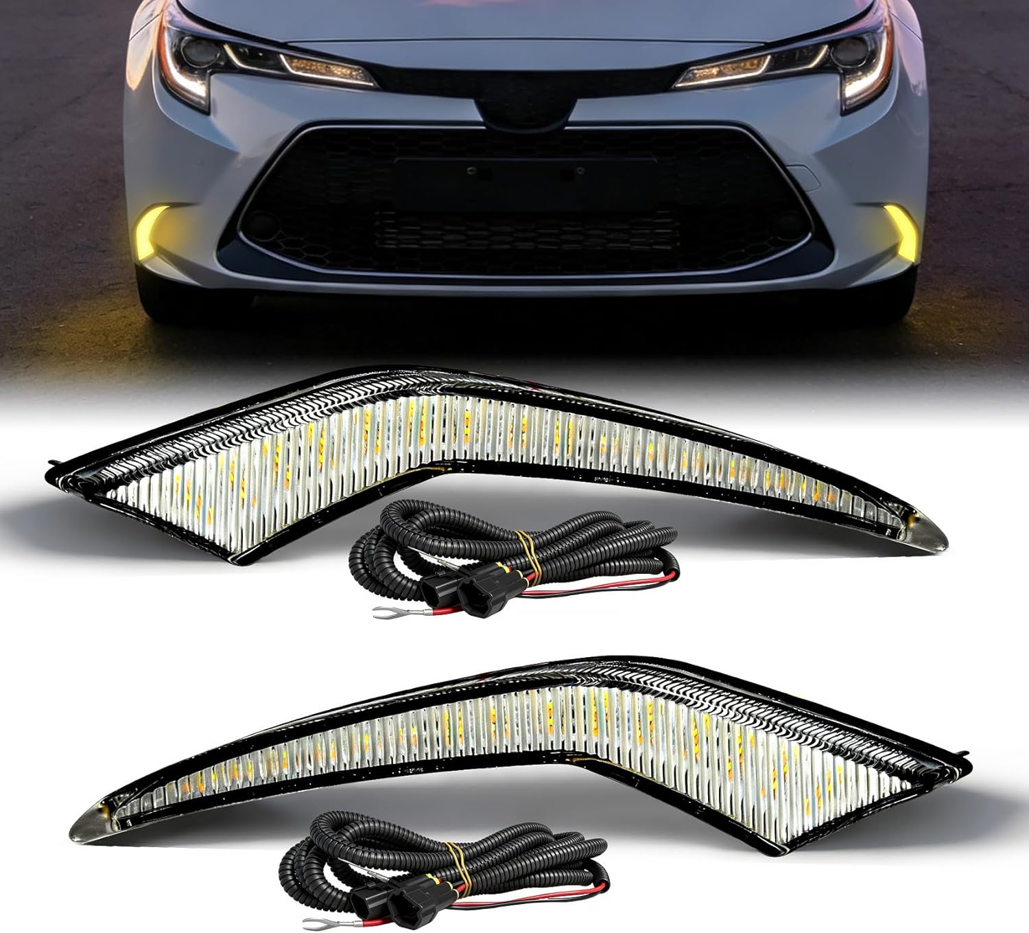 LED Fog Light for 2014 2015 2016 Toyota Corolla S SE,Fog lamp Assembly Replacement, IP67 Waterproof, Clear Lens,Include Fog Wiring Harness