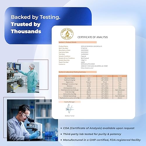 Miniatura 8 de Sotalix - Cápsula de musgo marino de 10100 mg con Ashwagandha, raíz de bardana, vejiga, cúrcuma, potente refuerzo de inmunidad natural, fabricado en