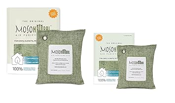 Two (2) Moso Natural Air Purifying Bags 1-200g and 1-500g (Green) Natural Odor Eliminator. Fragrance Free, Chemical Free, Odor Absorber. Captures and Eliminates Odors. Green Color (Green)