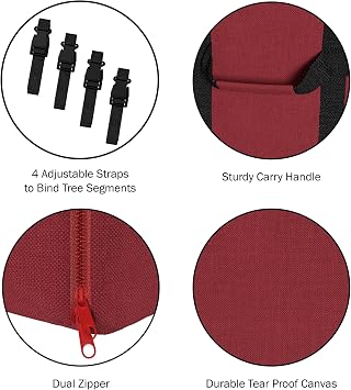 Christmas Tree Storage Bag - Canvas Container with Zipper and Binding Straps for Up to 9-Foot Artificial Trees and Decorations by Elf Stor (Red)