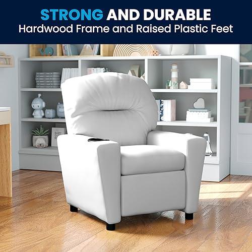 Miniatura 221 de Flash Furniture Chandler LeatherSoft - Silla reclinable para niños con portavasos y reclinable de seguridad, silla reclinable contemporánea para