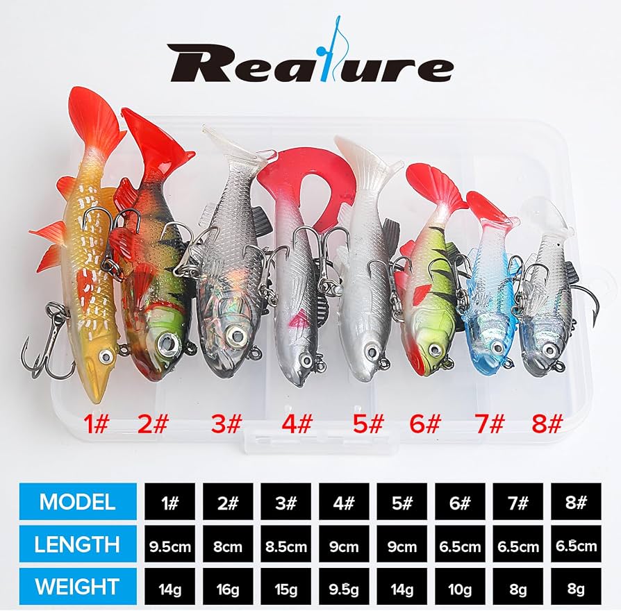 Pre-Rigged Soft Fishing Lures For Bass & Trout - 5 Pack, Saltwater & Freshwater Ready