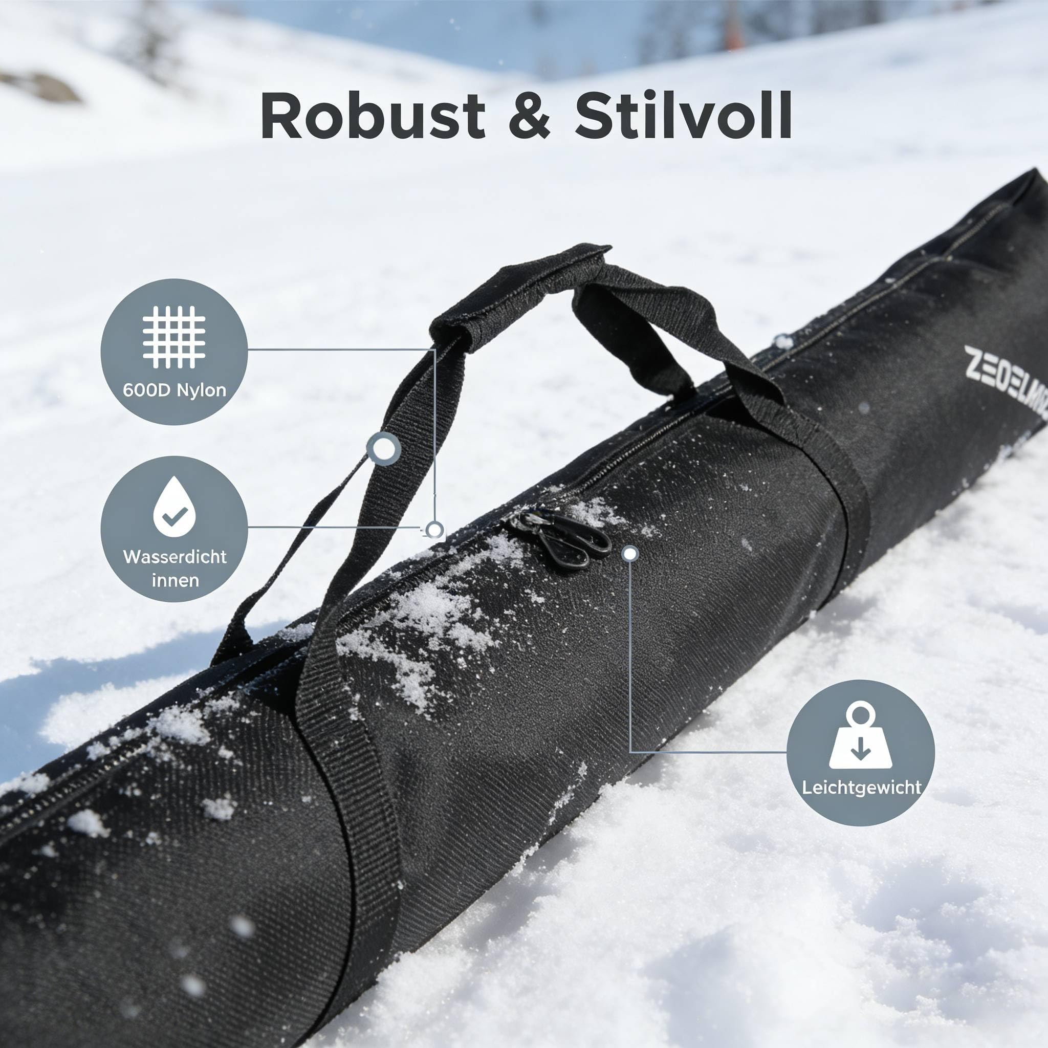 Zedelmaier Skitasche 179 cm für 1 Paar Ski Boardtasche für Skifahren wasserdichte und Robust Skisack Leichte Skireisetasche zum Transport von Skiern
