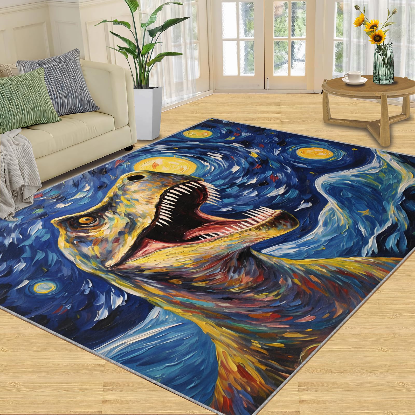 FBRUIEG Dinosaur Area Rug - Dinosaur Rug for Bedroom Decorative Jurassic Dinosaur Rugs Washable Dinosaur Rug for Boys Room, Dinosaur Carpet forLiving Room Children's Room Dormitory 60x110cm