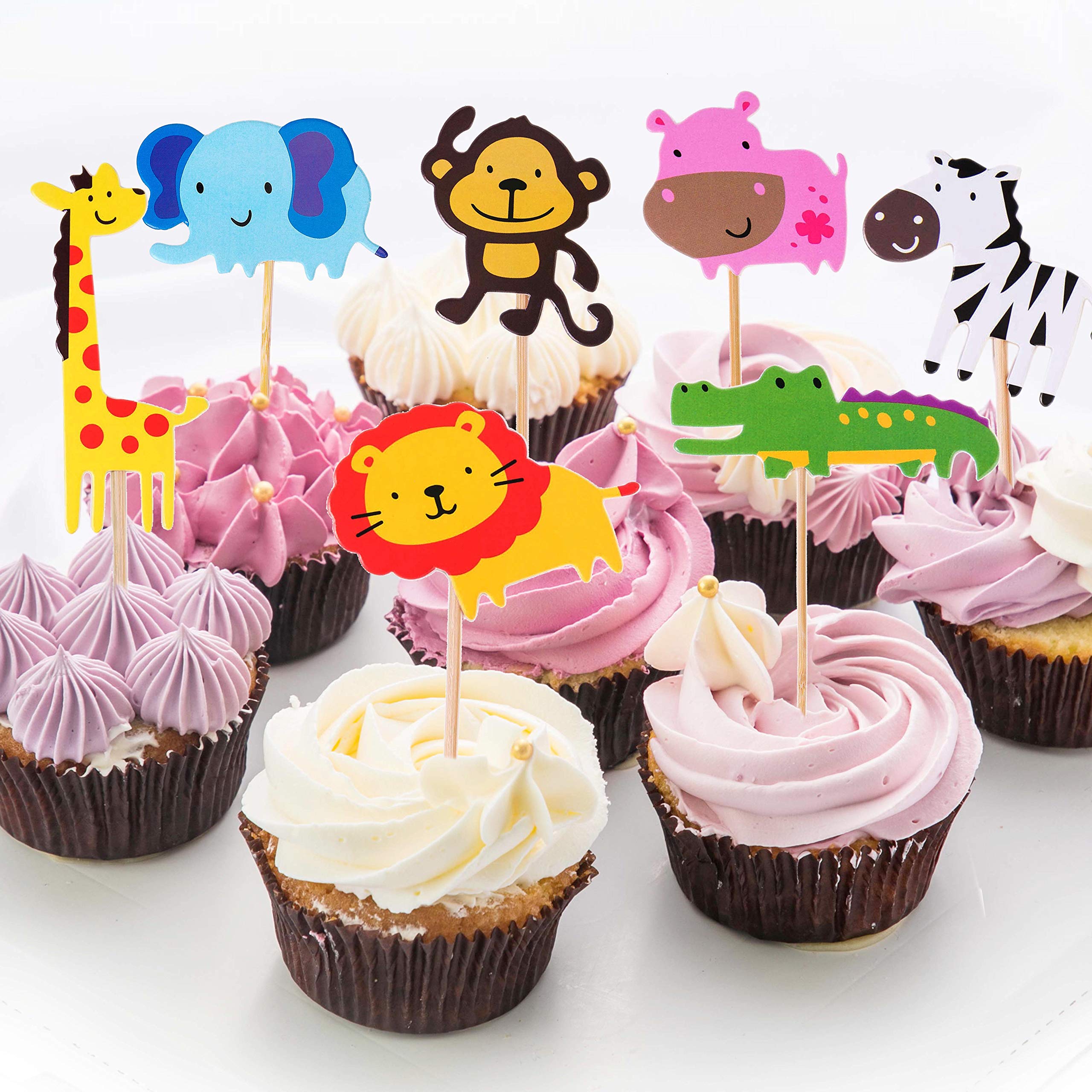 Animal Cupcake Toppers Jungle Safari Animals Cake Toppers Cute Dessert Cake Decoration Topper