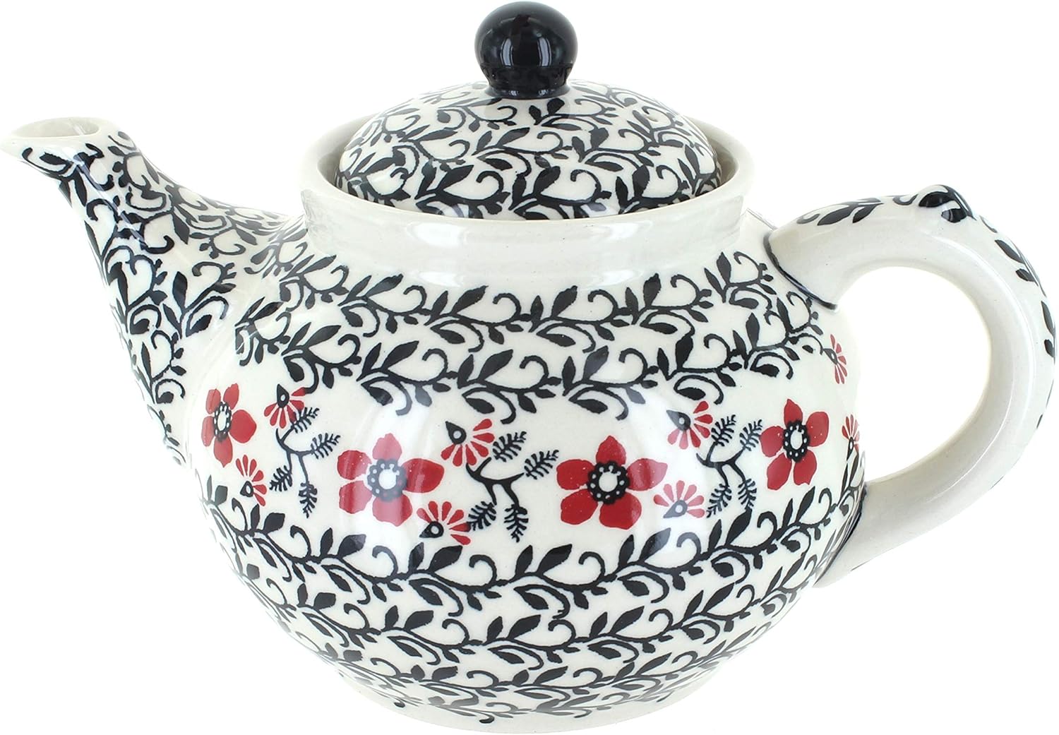 Blue Rose Polish Pottery - Yellow Blue Butterfly Teapot - 5 Cup Capacity - Hand-Painted Polish Pottery Ceramic Coffee & Tea Server