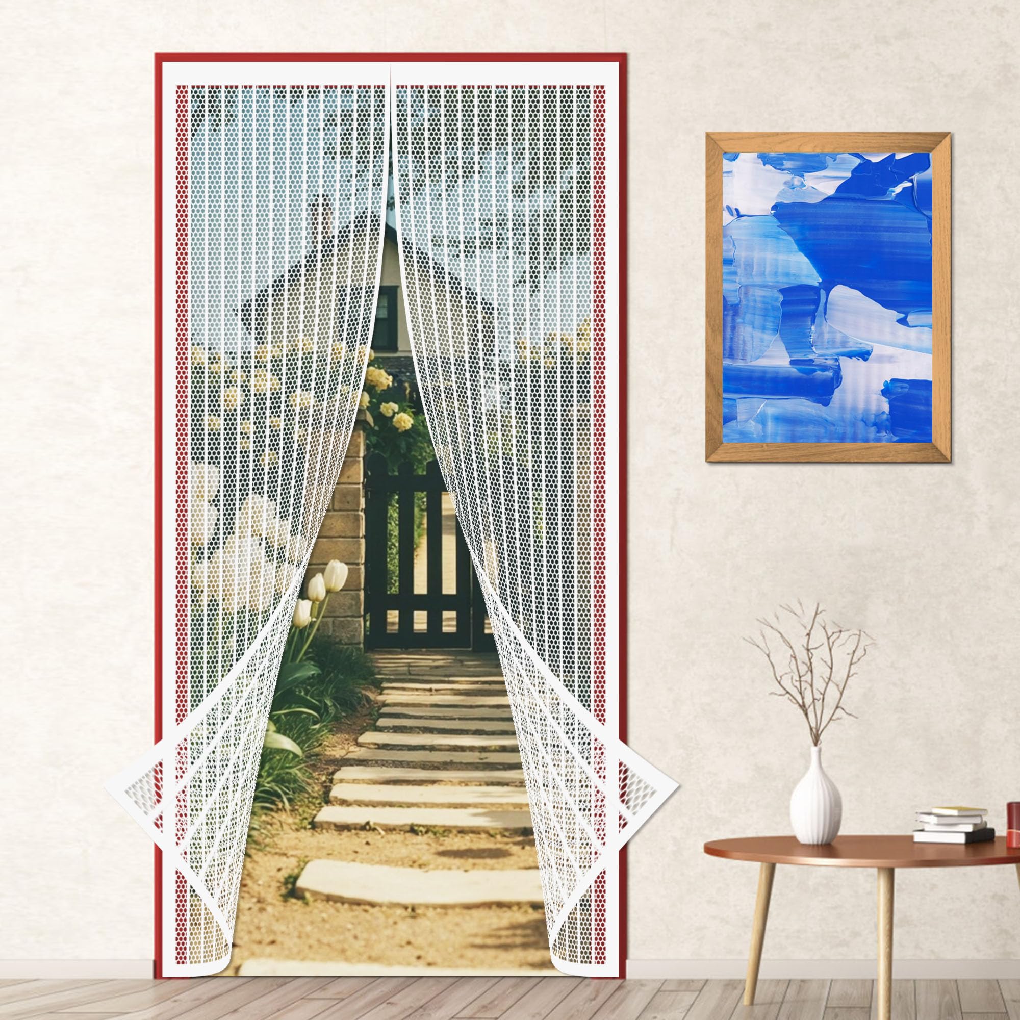 Moustiquaire magnétique de porte balcon 114x225 cm rideau blanc anti-moustique
