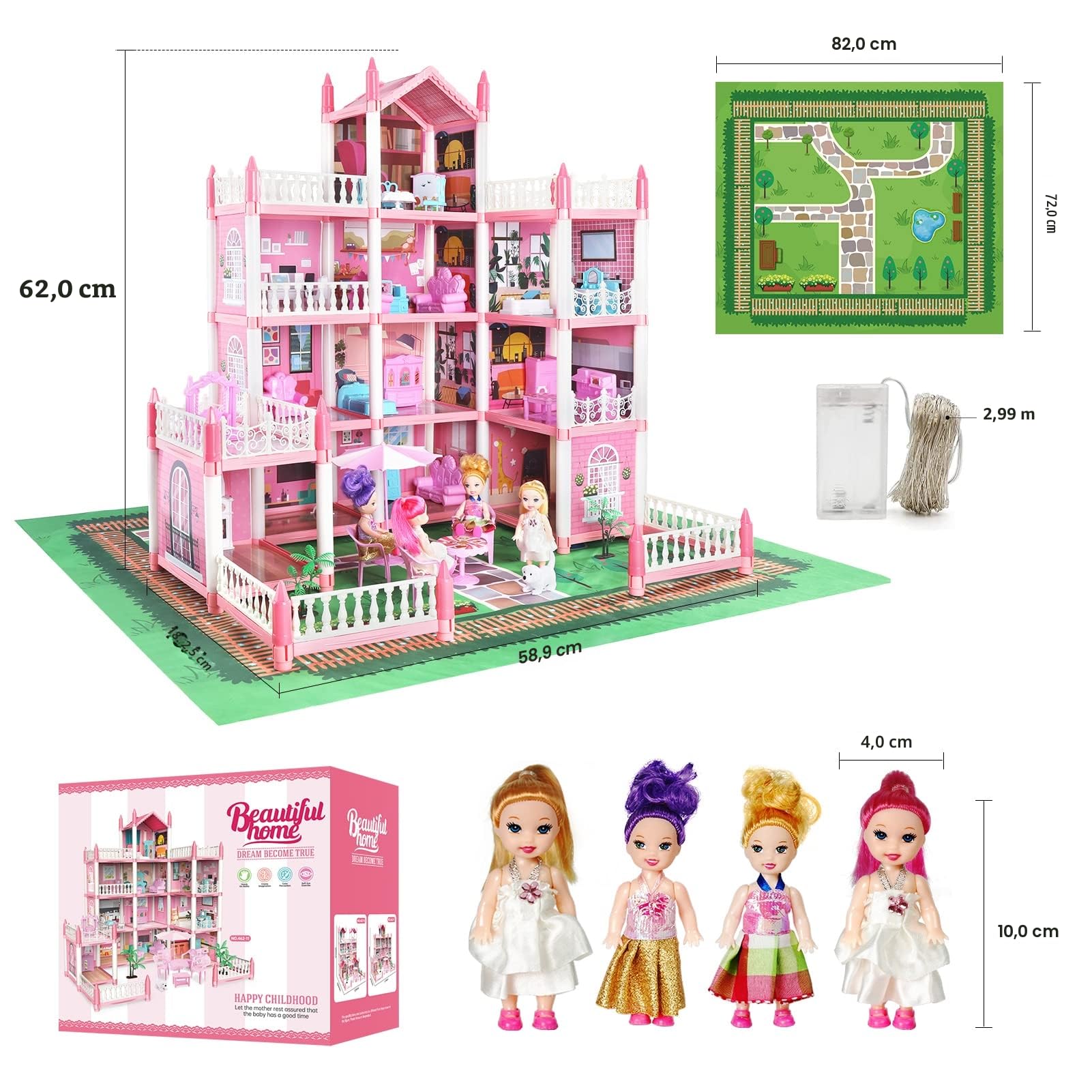 Puppenhaus Traumhaus für Mädchen,Spielzeuge ab 6 Jahren Mädchen,Spielhaus Geschenk Lernspielzeug für Jungen Mädchen…