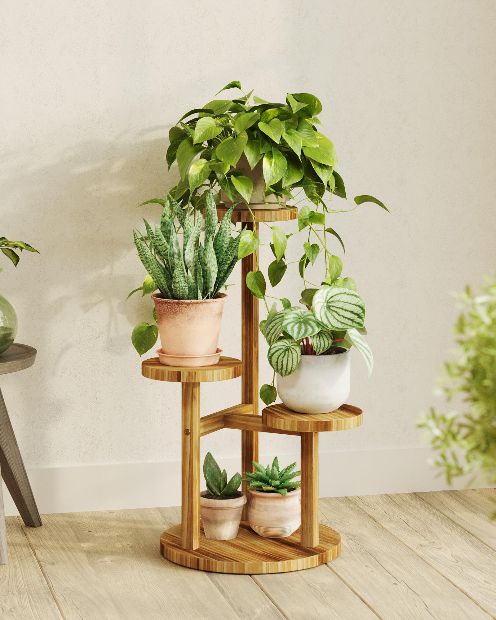 Support pour plantes de balcon et salon | Étagère en bois 3 niveaux Bamworld