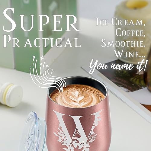 Miniatura 9 de Onebttl Vasos personalizados con tapas para mujer, taza de café con monograma con iniciales, regalos para ella, niñas, damas de honor, amigas,