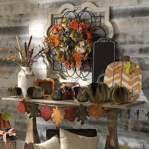 Miniatura 4 de Kepfire Juego de 8 calabazas artificiales de terciopelo, 8 piezas para Halloween, Acción de Gracias, boda, hecho a mano, espuma para otoño, centro