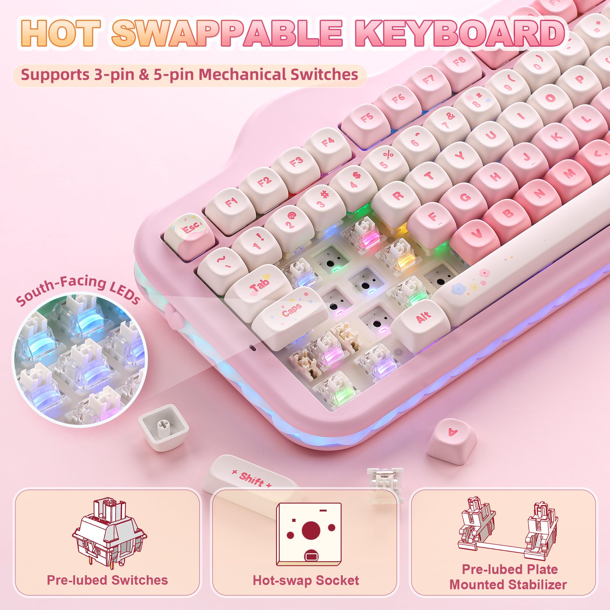 Amazon.com: YUNZII C98 Wireless Mechanical Keyboard with Number