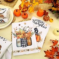 Vista 6 de Ganeen Juego de 6 toallas de cocina de otoño para Acción de Gracias, calabazas de otoño, toallas de mano de fibra, calabaza, camión, gnomos