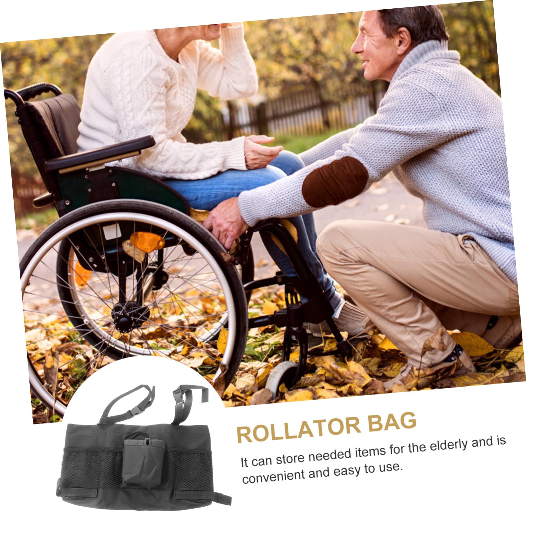 Bolsa Portátil para Andador Negra de Tela Oxford, Gran Capacidad | Accesorio Colgante, Uso en Compras y Actividades al Aire Libre, Ligero y Fácil de Llevar