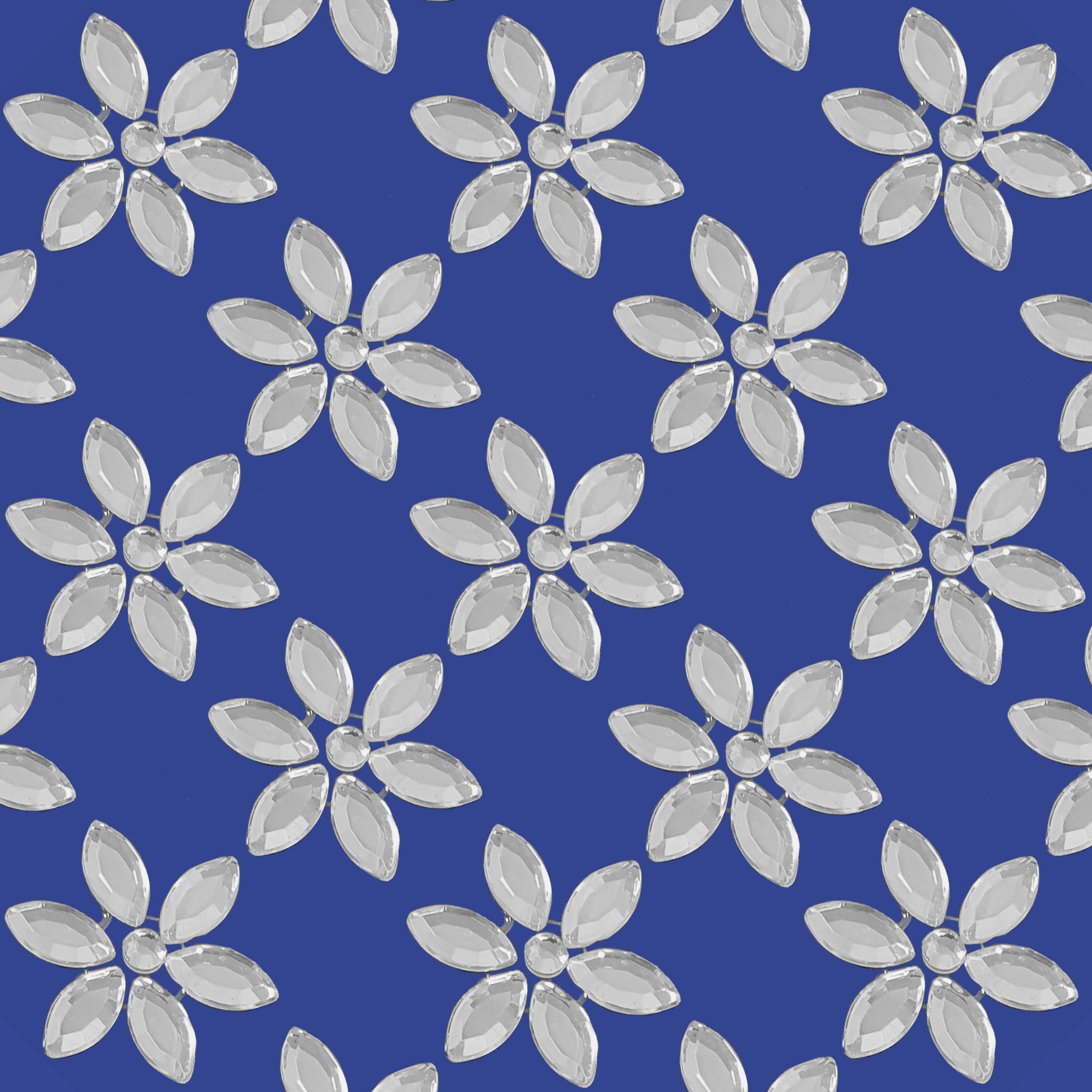 Silver Diamante Flower Stickers - Self Adhesive Rhinestone Craft Embellishment (16mm Six Point Flower, 20pcs)