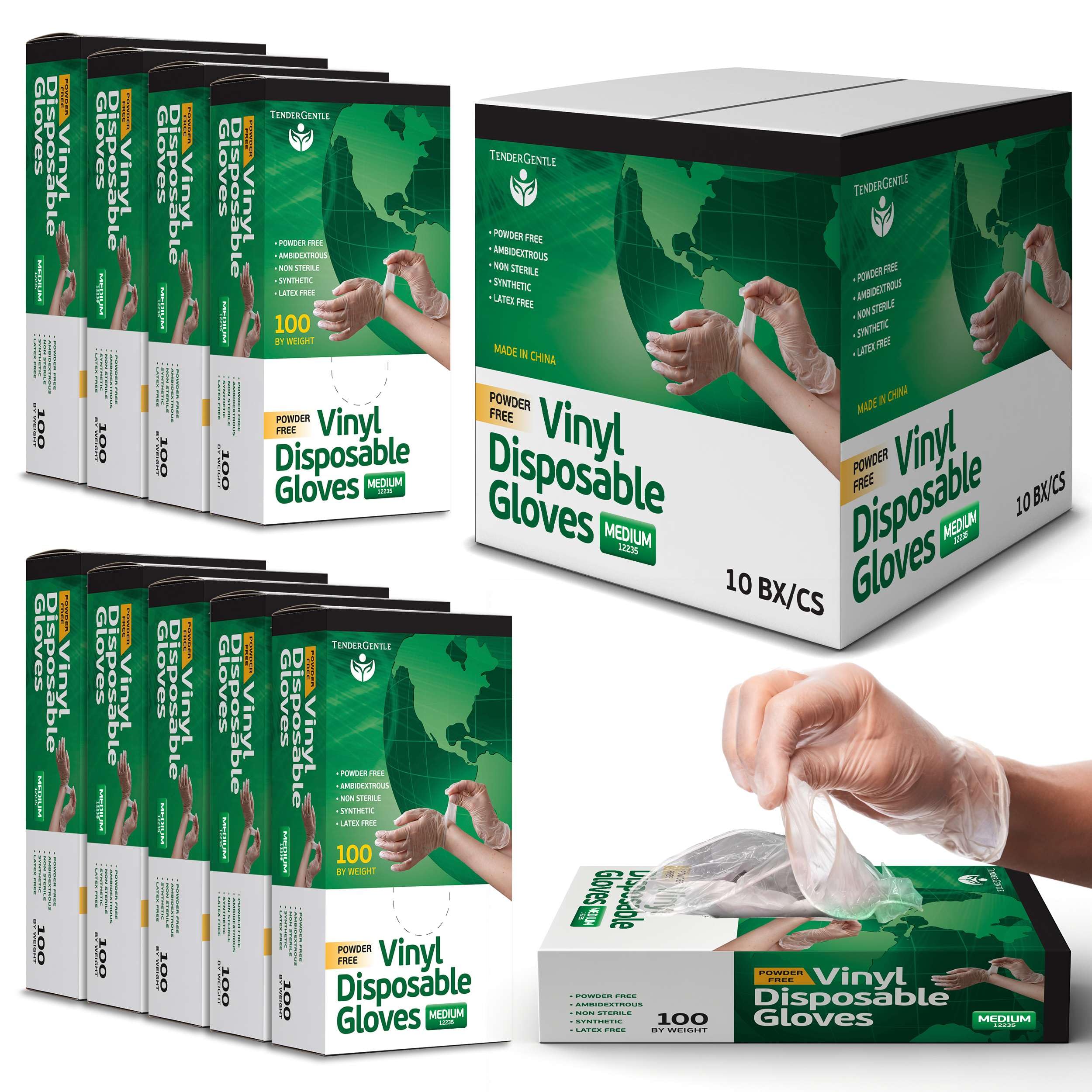 TenderGentle Vinyl Disposable Gloves - Clear Plastic Food Safe Gloves for Cooking, Cleaning - Powder and Latex Free
