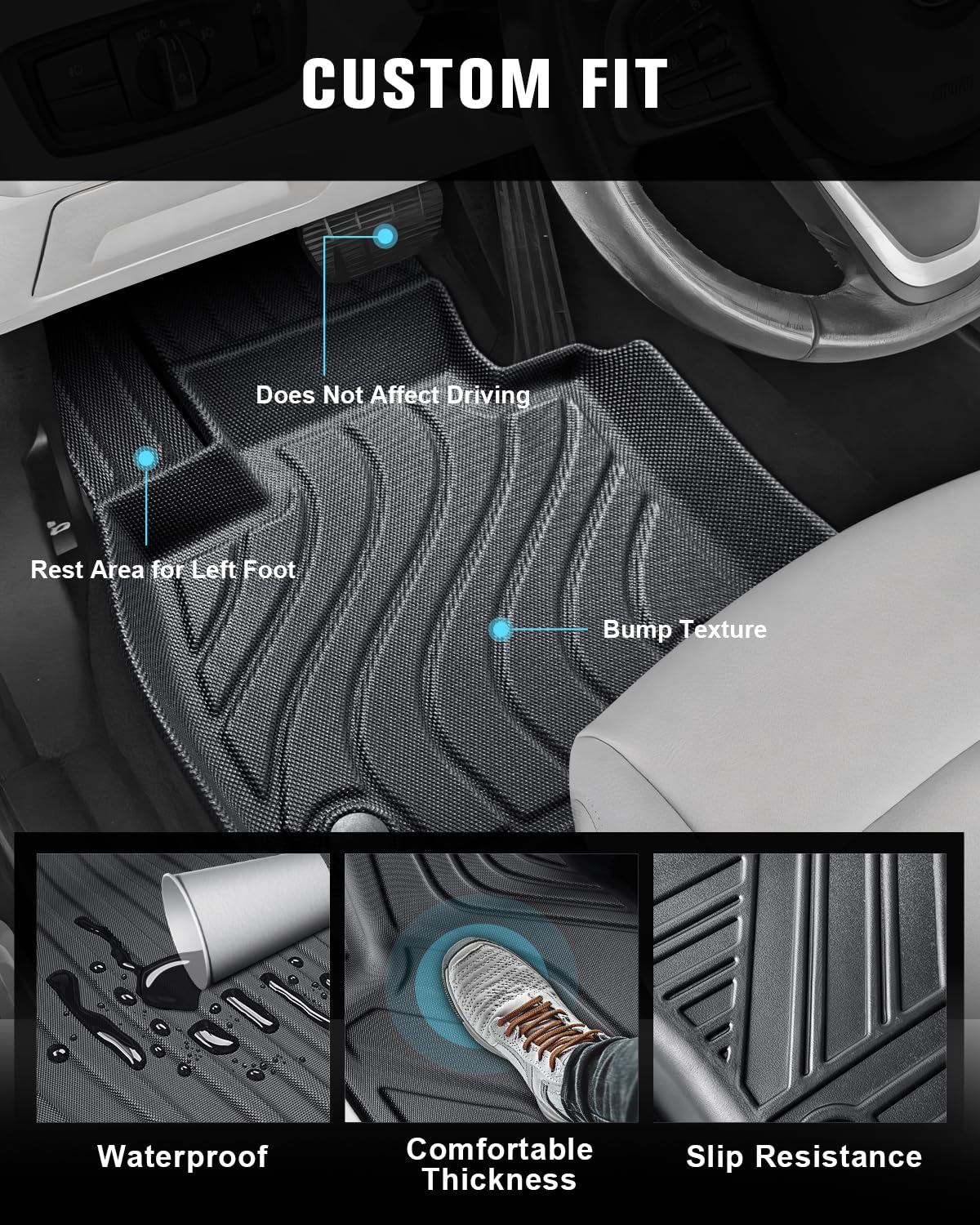 AIPOIL Set Tappetini Auto E Rivestimento Bagagliaio Per BMW X1 2016-2022 - TPE Nero, Antiscivolo, Protezione Invernale