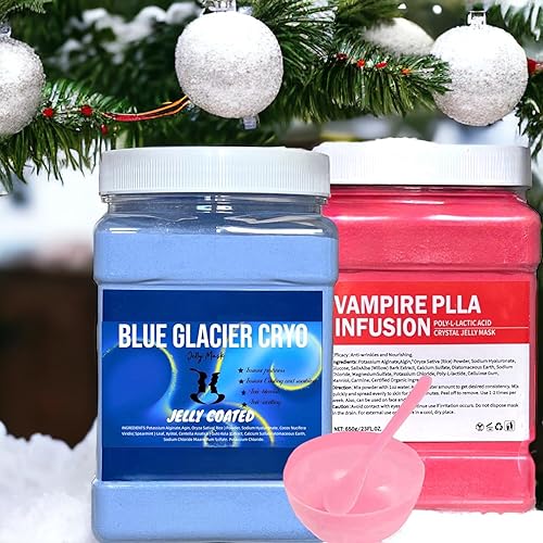 BLUE GLACIER CRYO Jelly Mask for Facials Professional Mascarilla de gelatina en polvo Peel Off Hidratante, Iluminadora Jelly Face Masks wFree Bowl &