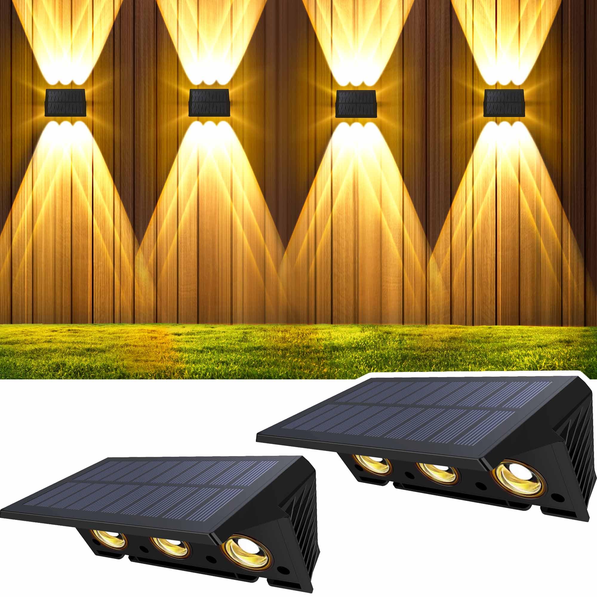 Delaiglow Solar Wall Lights Outdoor, Up and Down Fence Lights