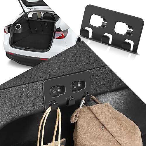Gancho Trasero Mejorado para Maletero Tesla Model Y, Ganchos para Bolsas de Compras para Tesla Model Y de 5 Asientos, Accesorios (Negro) No