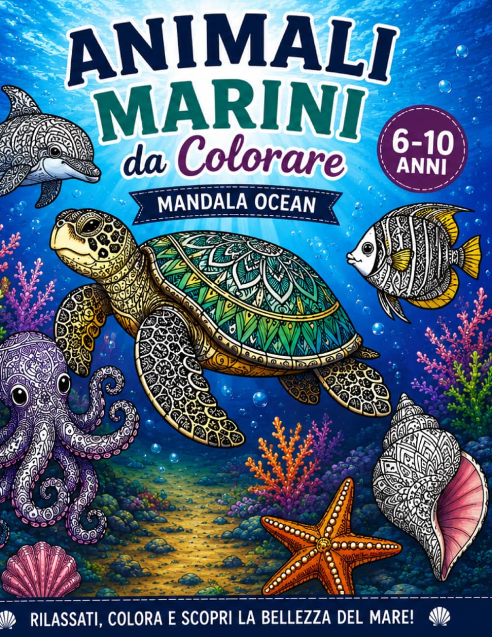 Animali Marini da Colorare: Mandala Ocean | Libro da colorare per bambini dai 6 ai 10 anni