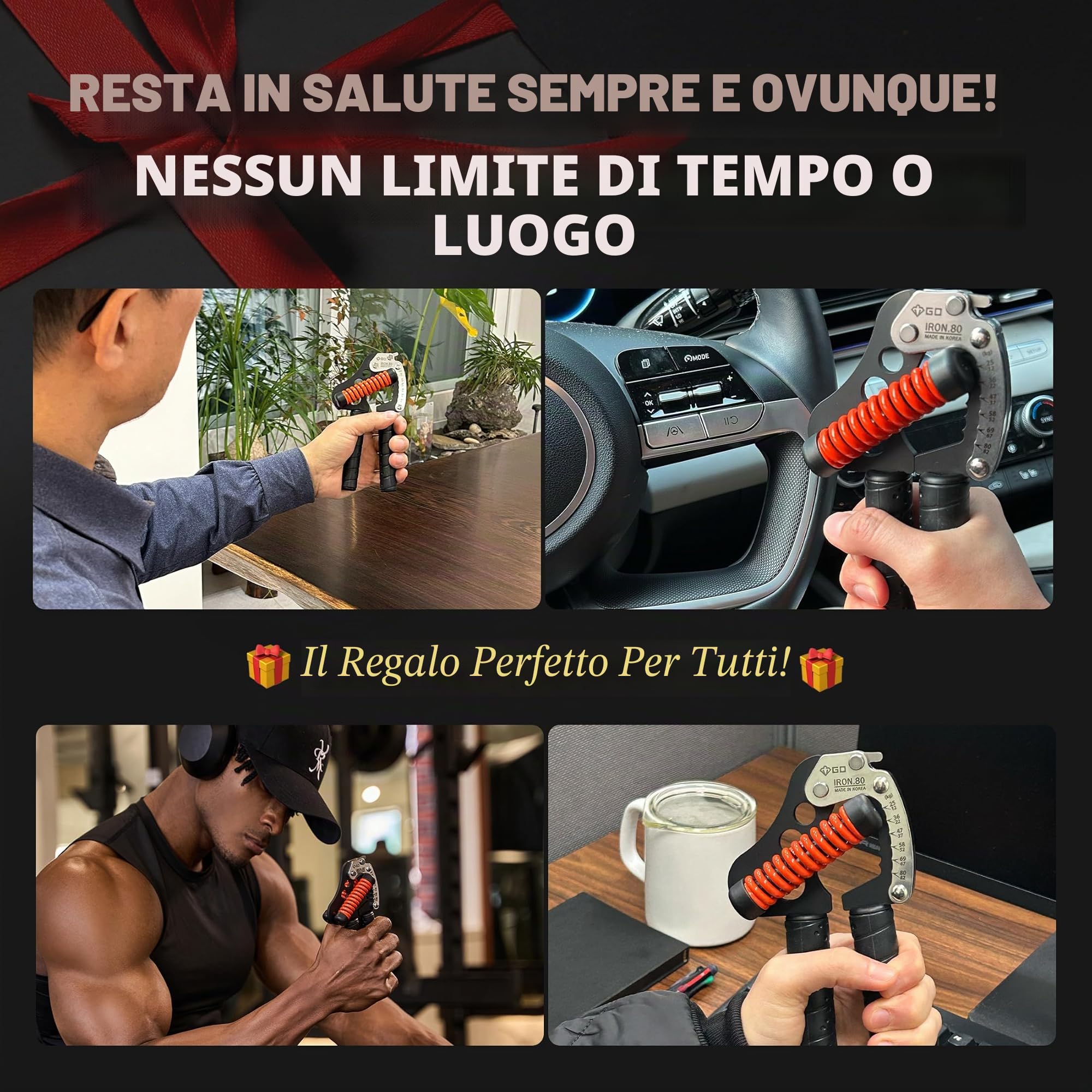 GD Iron Grip, rinforzante per impugnatura della mano (impugnature regolabili per allenamento della forza), per allenare la forza di polso e avambraccio