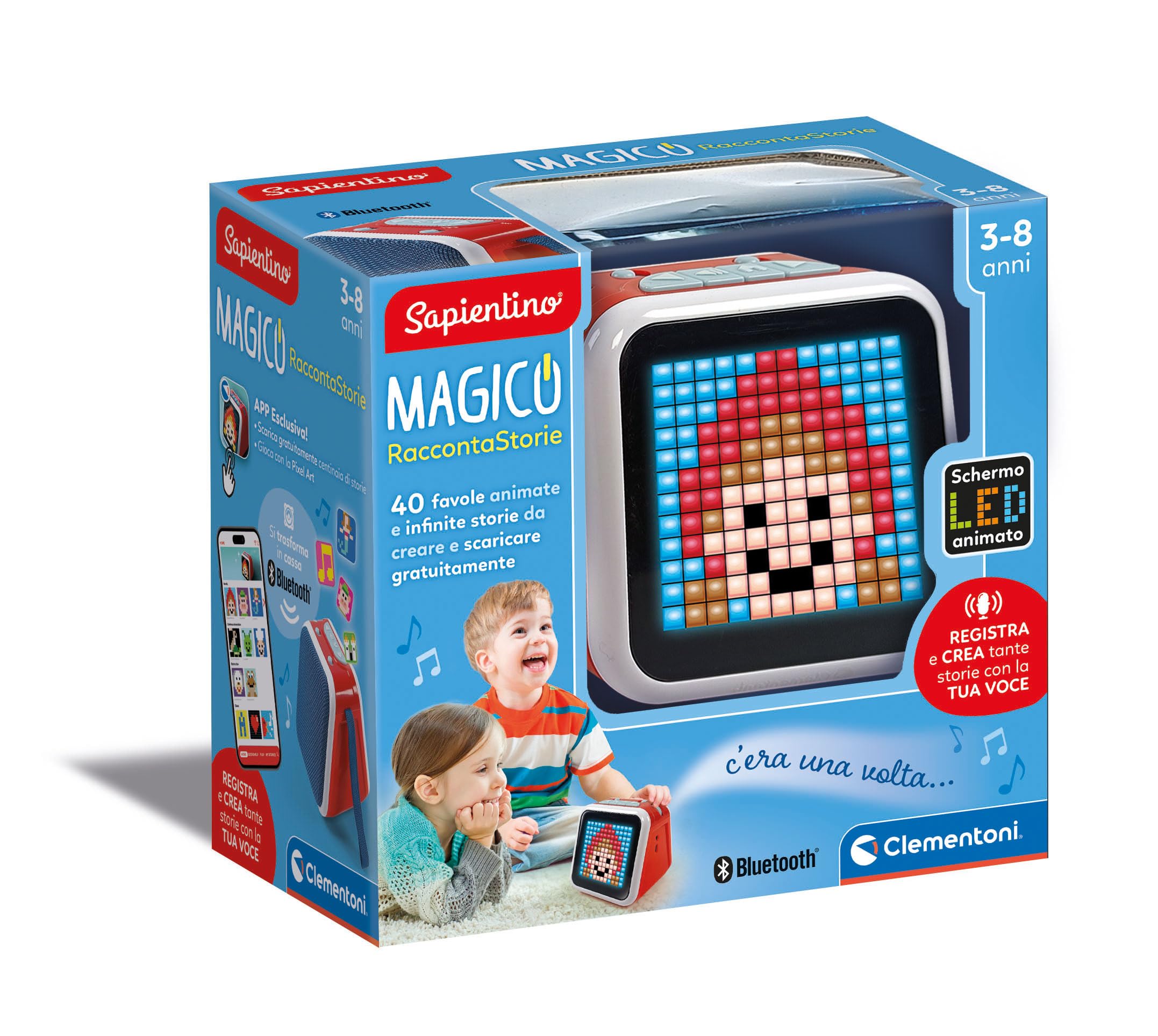 Clementoni Sapientino Magische Illustrierte Geschichten - Pixel-Bildschirmgeschichtenerzähler, klassische Geschichtenerzählungen, Kindergeschichten, Lernspiel 3 Jahre, interaktive Audio-Geschichten,
