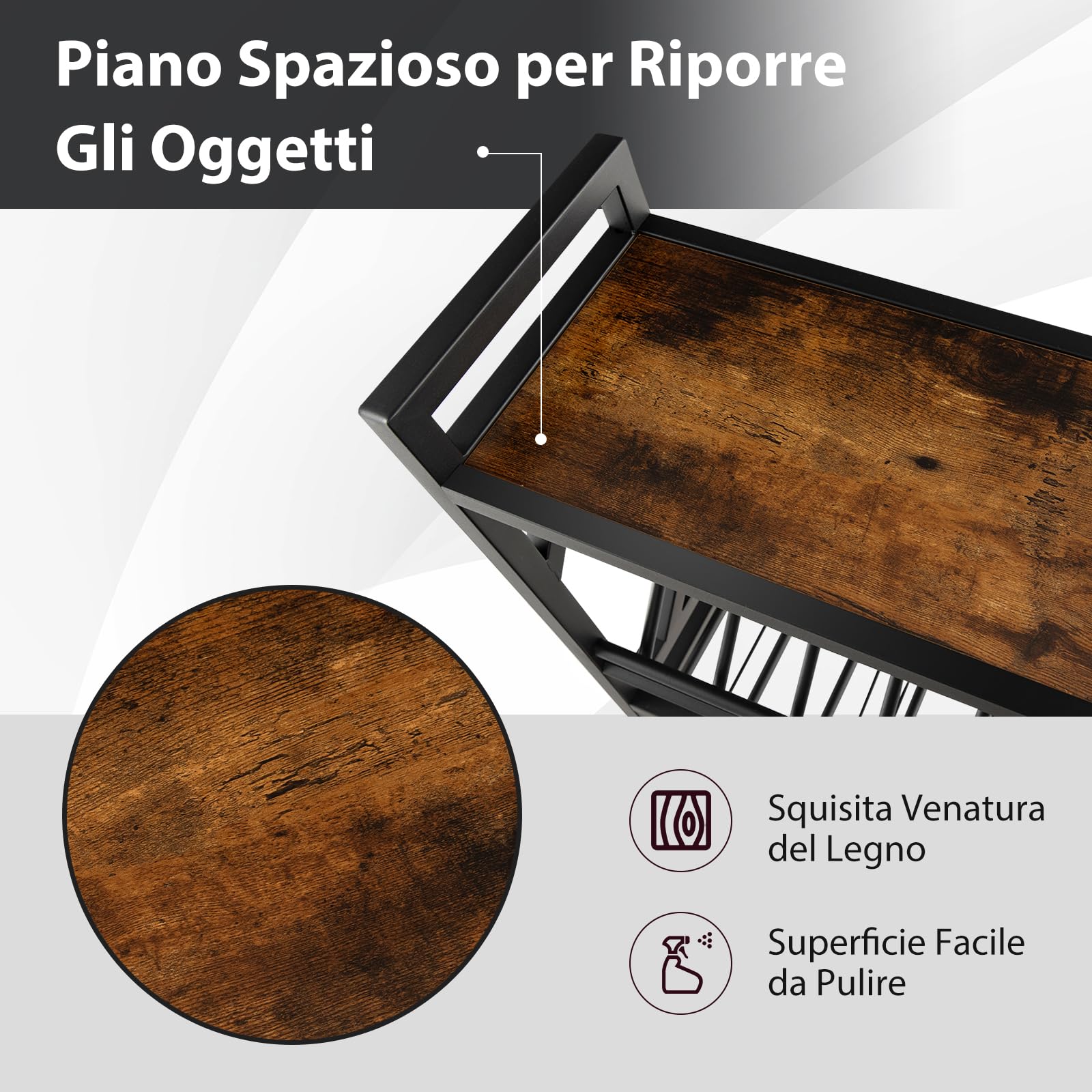 COSTWAY Portabottiglie da Parete, Scaffale Espositivo per Vino Industriale con Portabottiglie a 2 Livelli per 10 Bottiglie, Portabottiglie da Parete Salvaspazio per Cucina, Soggiorno, Sala da Pranzo