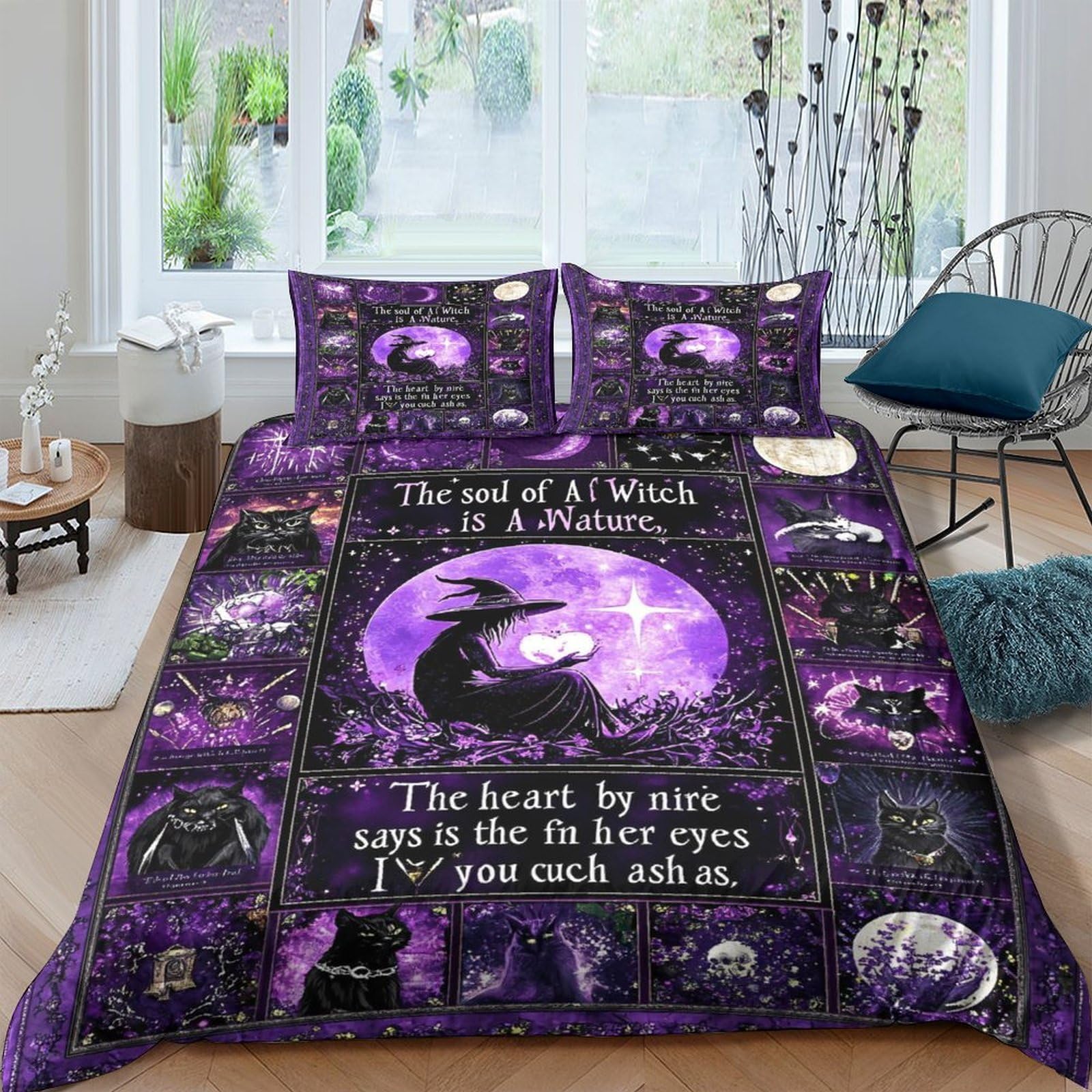 Ctjqhvkz Style-7 3D Printed Witch Moon Fitted Sheet Microfiber Purple Bedroom Decor Starry Sky Mattress Cover For Home Dorm Single（135X200cm）