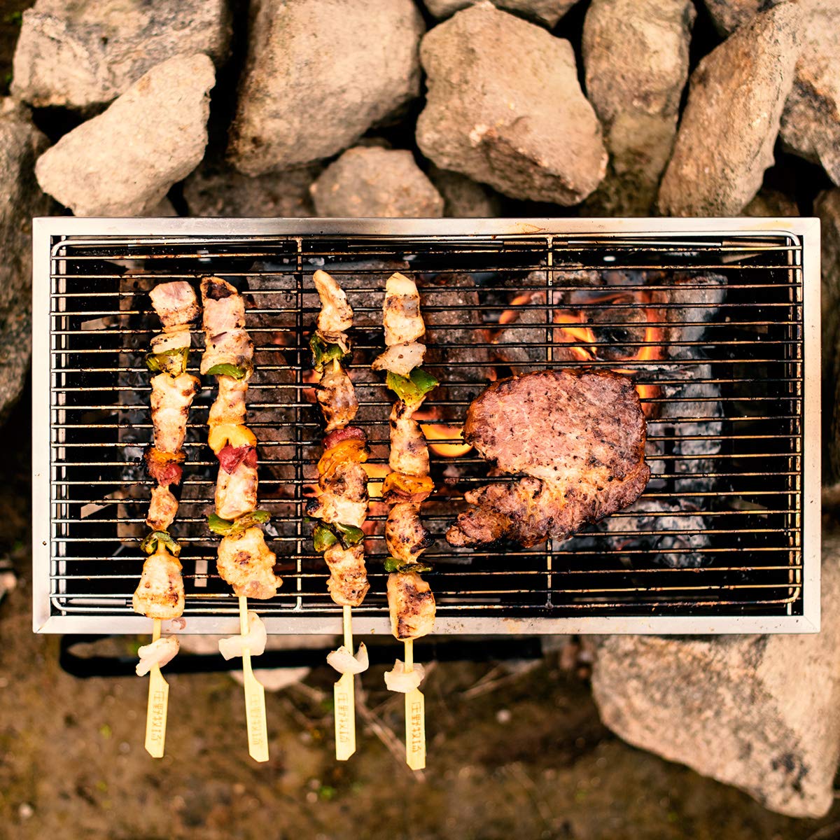 Naturehike Barbecue da picnic in acciaio inox, portatile, portatile, da campeggio, barbecue, a carbonella, pieghevole, per giardino, terrazza, campeggio, picnic