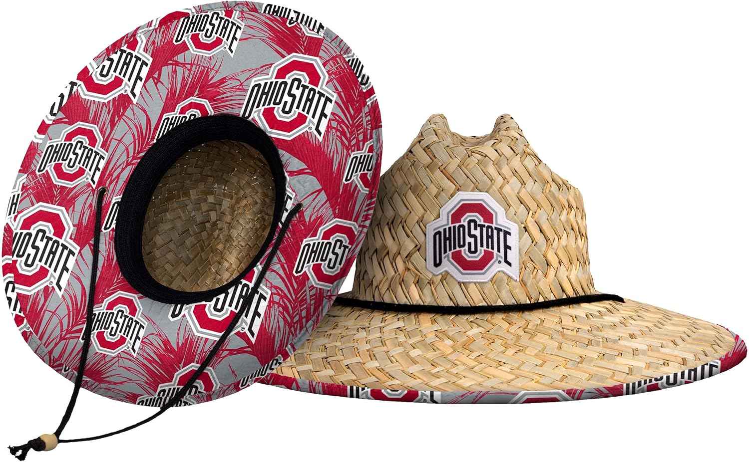 FOCO NCAA Mens NCAA College Team Logo Floral Lifeguard Beach Straw Sun Hat