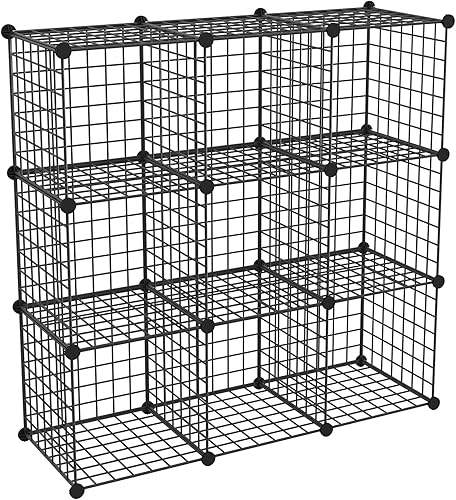 HUBSON Organizador de almacenamiento de cubos de alambre, para libros, juguetes, manualidades, plantas en maceta y estantes de almacenamiento, Negro