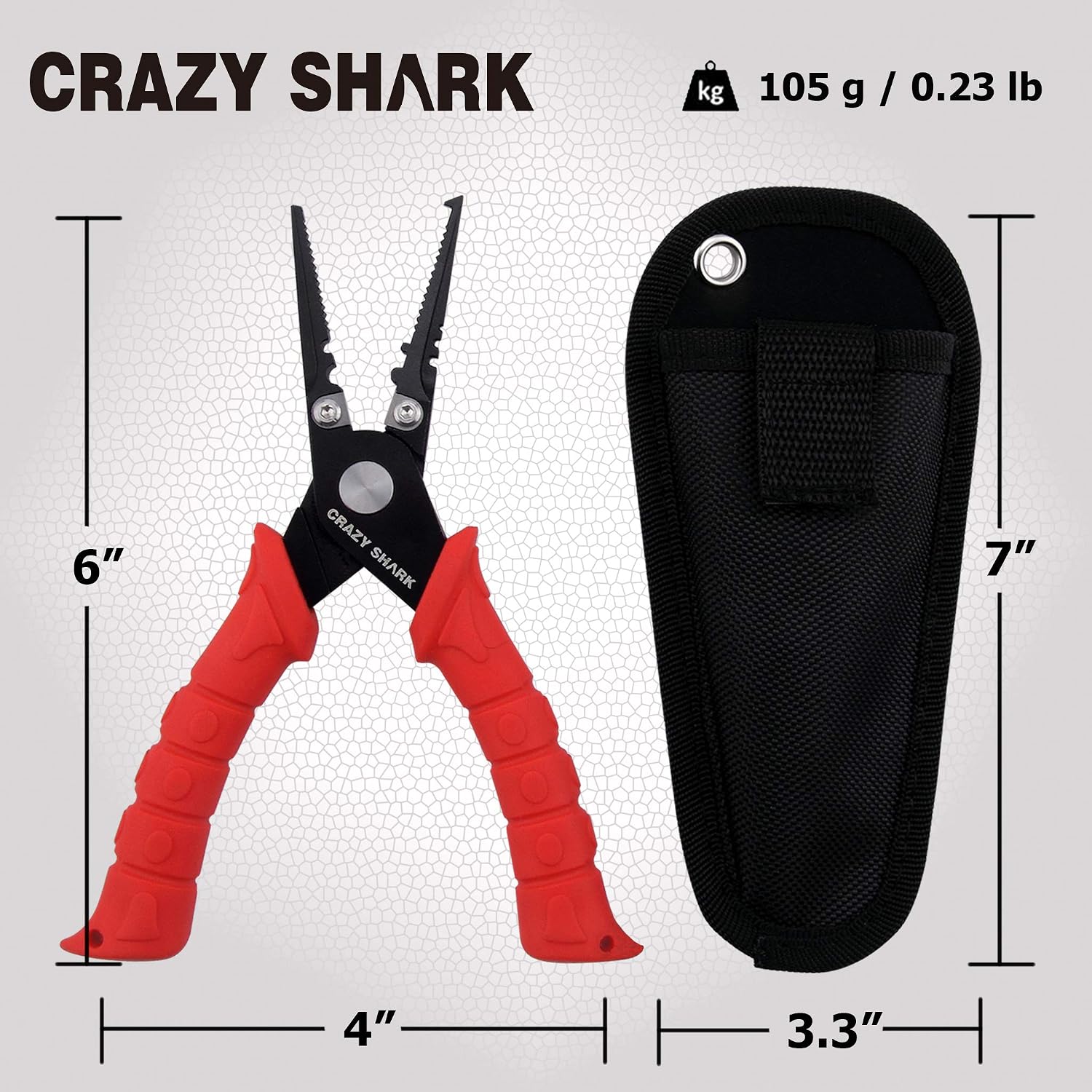 CRAZY SHARK 6" Fishing Pliers, Stainless Steel Fishing Tools, Saltwater Resistant Fishing Gear, Tungsten Carbide Cutters - Image 5
