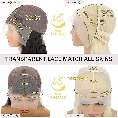 Miniatura 5 de Peluca de cabello humano rubio estilo Bob de 13 x 4 HD, encaje frontal, pelucas cortas estilo Bob para mujeres negras, densidad del 150%, 10 pulgadas