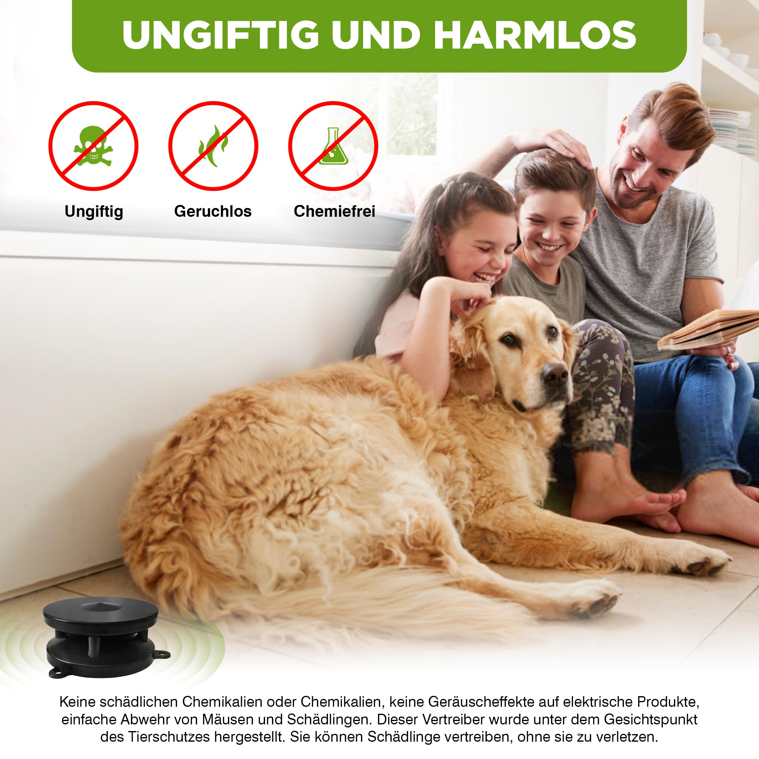 ISOTRONIC Mäuseschreck Marderabwehr Mobil 360°mit Ultraschall | für Haus, Garage, Dachboden | vertreibt Marder, Mäuse, Ratten, Siebenschläfer - 2 Stück