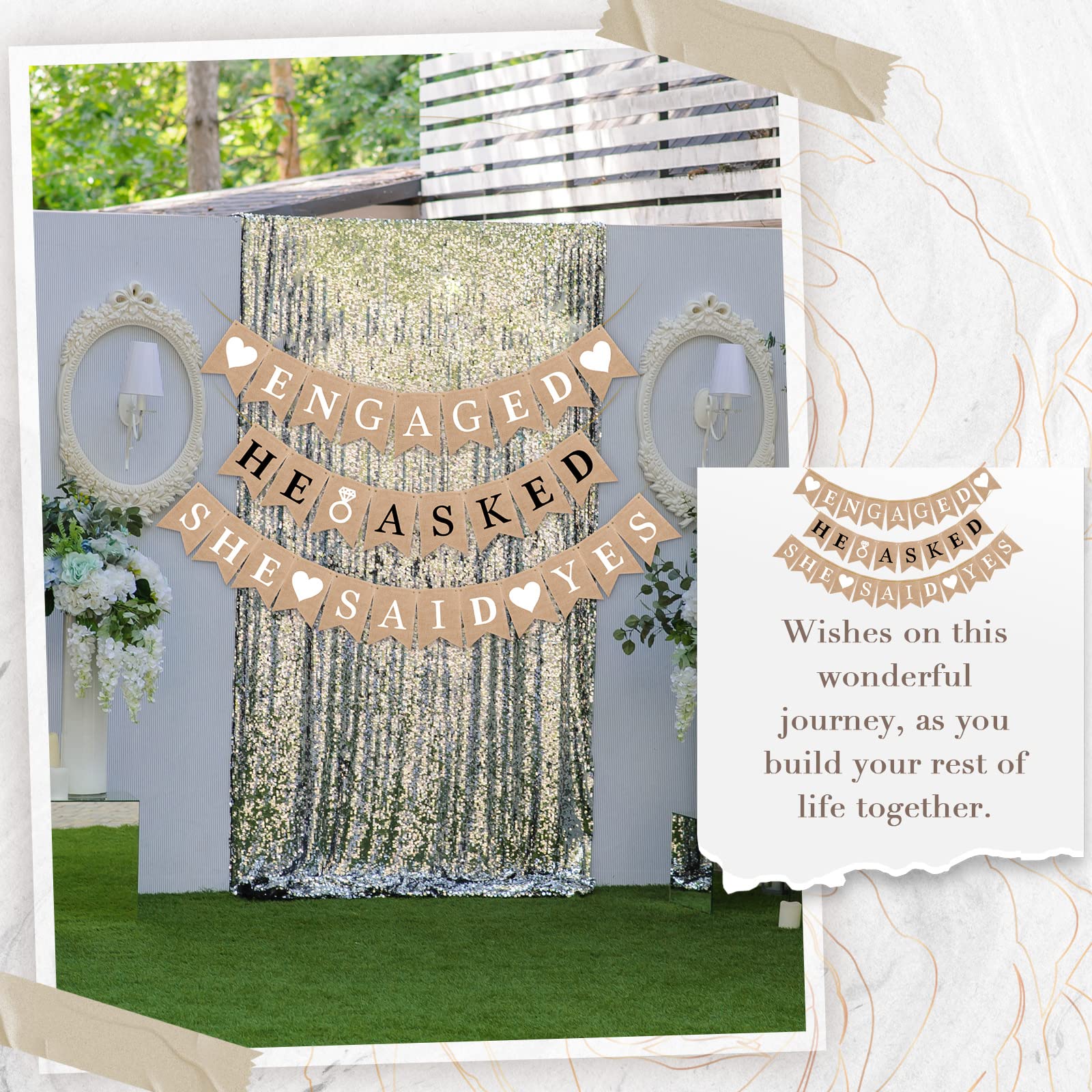 Engagement Decorations Engaged Burlap Banner Rustic Engagement Party  Decorations Bunting... Engaged Sign, image size:1600x1600