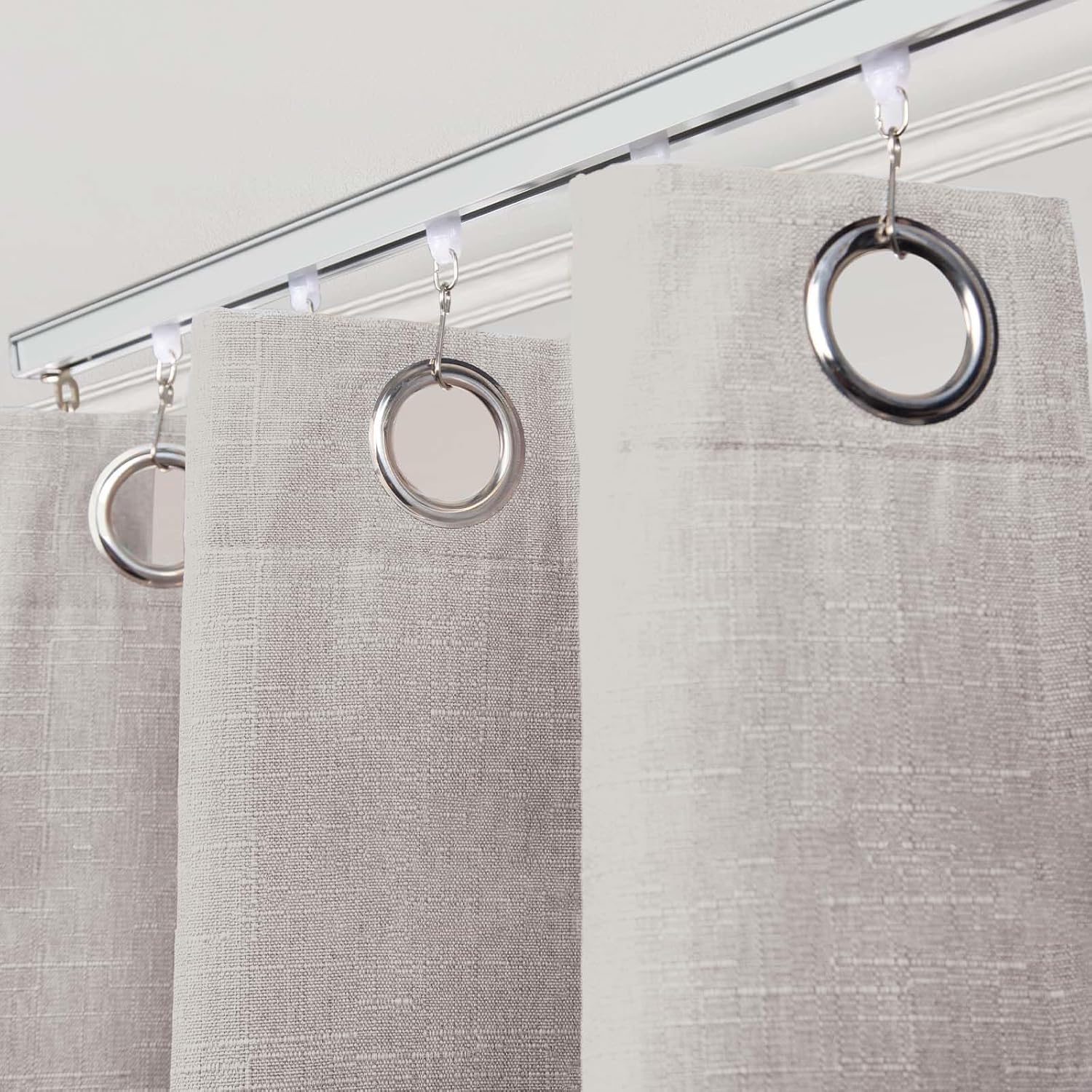 Stainless Steel Curtain Hooks with Dual Wheel - Curtain Track Hooks for Ceiling and Room Divider, 20 Pack