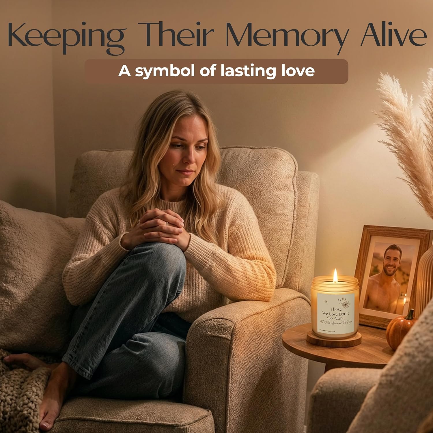 Sympathy Candle for Loss of Loved One - 9 Oz Jar Memorial Candle - Bereavement Gifts for Women - Grief Gifts for Women - Remembrance Candles for Deceased - Thinking of You Gift