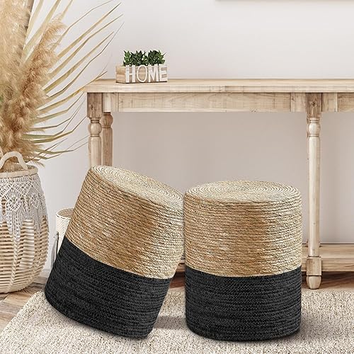 Miniatura 5 de Cplxroc Puf otomano, 100% tejido a mano, tejido a mano, silla de suelo bohemia para sofá o escritorio, otomanas al aire libre para jardín,