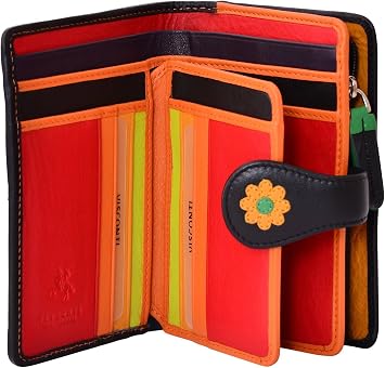 Visconti Spanish DS-82 Womens Floral Multi Colored Bifold Wallet DAISY COLLEC. - Black Multi, Medium