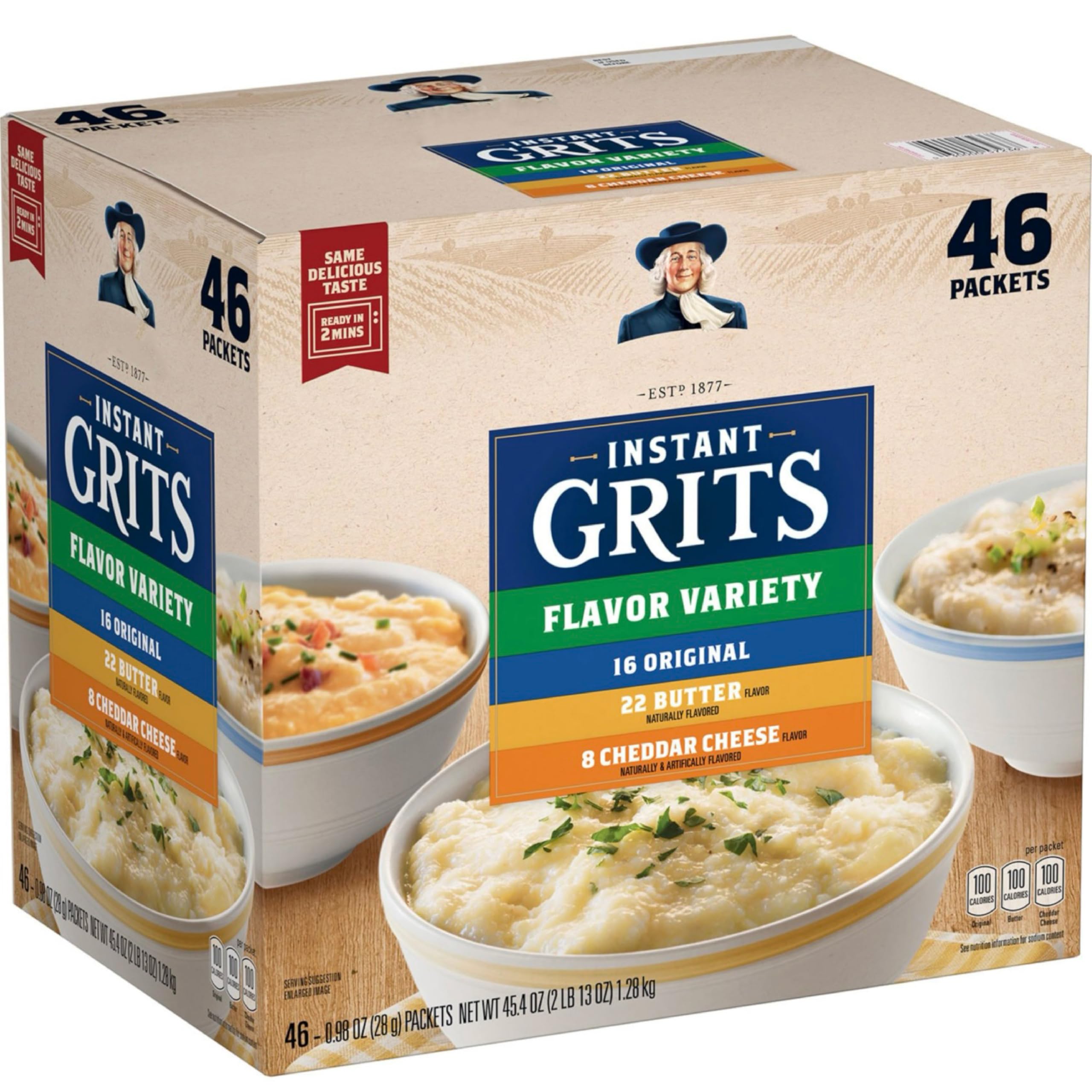 Amazon.com: Quakers Instant Grits, Variety Pack, 46 Packets, 45.4 oz