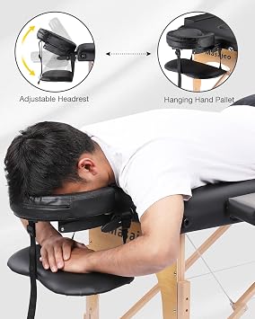 Professional Massage Table Portable Massage Bed, Black(2-Section)