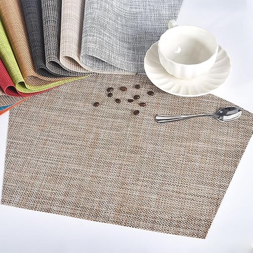 Miniatura 7 de homEdge Mantel individual de PVC, manteles individuales de cuña, manteles individuales de vinilo lavables, para mesa redonda, juego de 4 unidades,