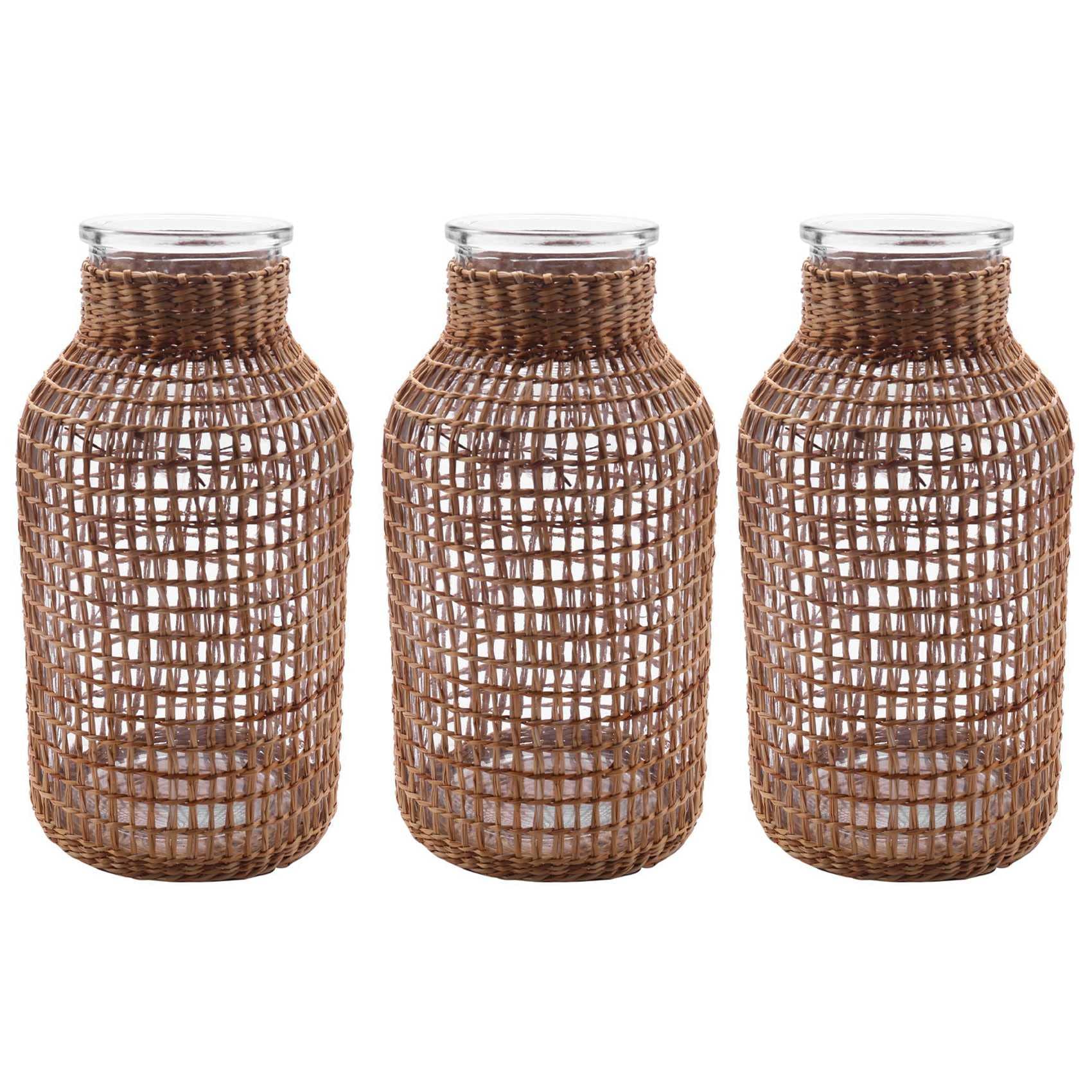 Hndhbfgrt 3X Straw Glass Flower Vase Japanese Flower Pot in the Nordic Contracted Flower Basket to -L
