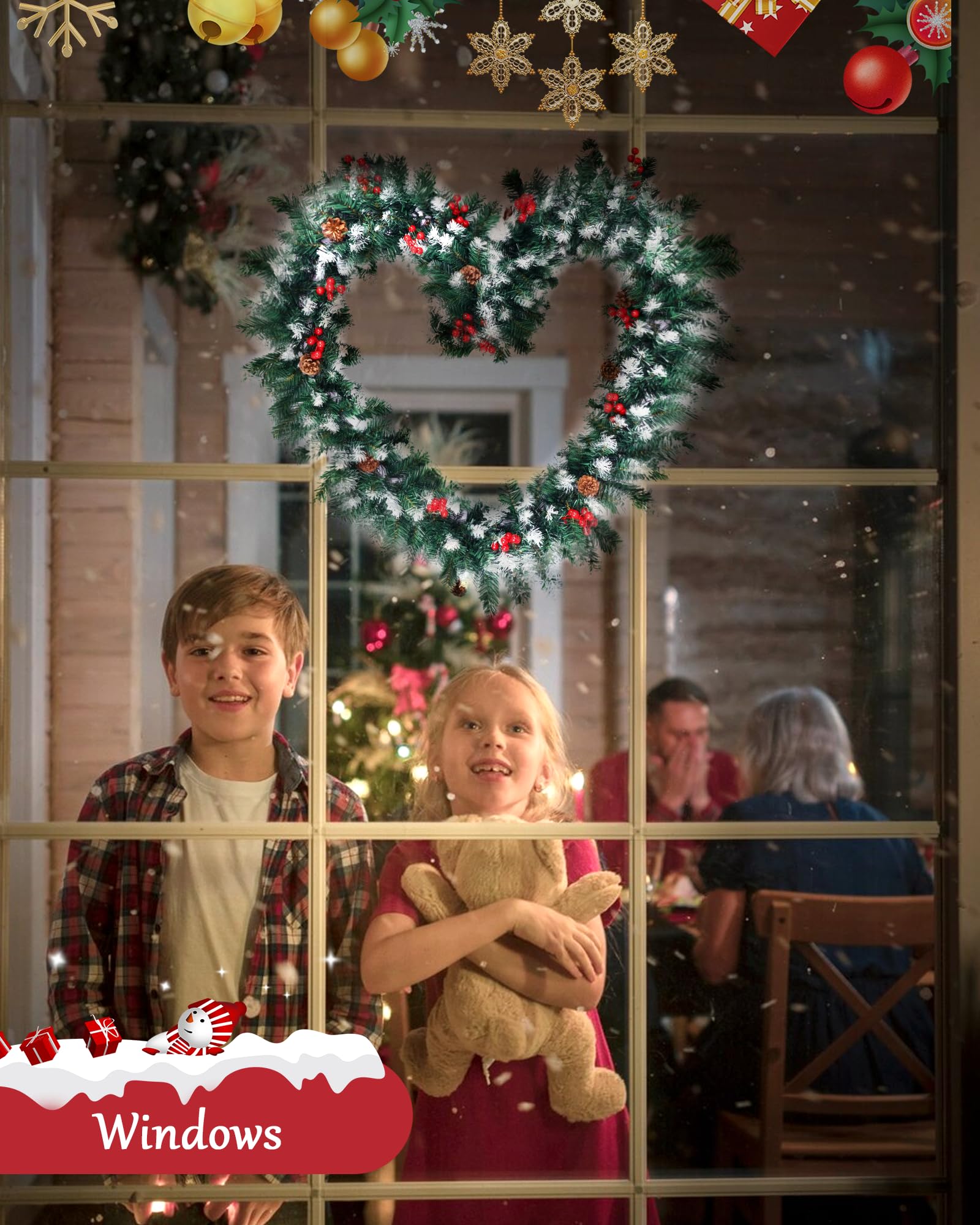 SINCHEREU Weihnachtsgirlande 9ft Mit Tannenzapfen & Beeren - Künstlicher Tannengrün Für Innen/Außen