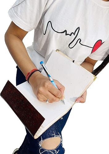 Miniatura 6 de AzureGreen Libro de páginas en blanco de doble dragón hecho a mano de piel para escribir sin forro, 8 x 6