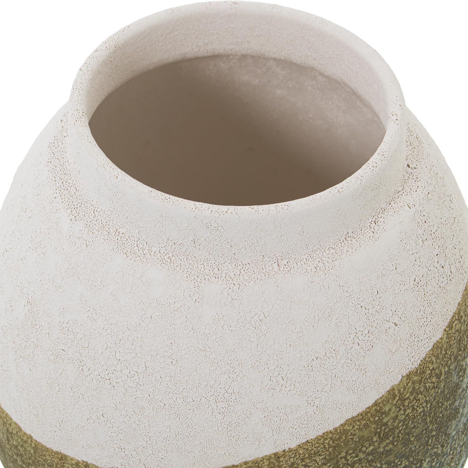JARRÓN CERÁMICA 14CM BEIGE/VERDE TEXTURA ARENA_°17X14CM BOCA:°9CM